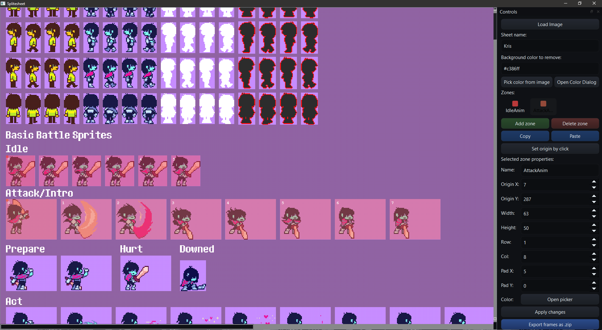 Splitesheet in action